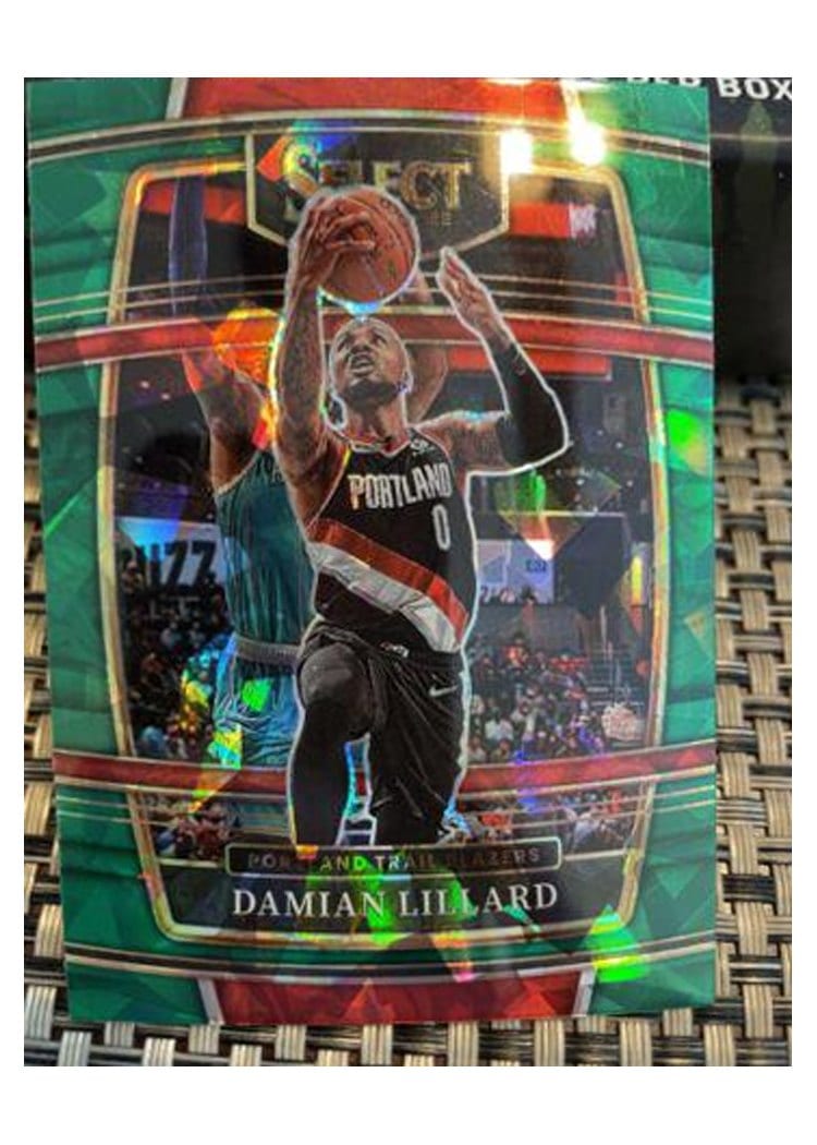 2021-22 Panini Select Base Set Damian Lillard Green Ice Prizm #3 card