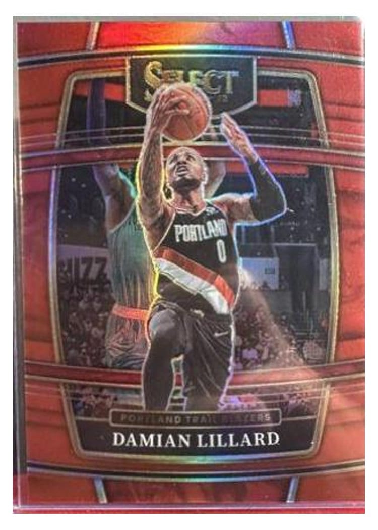 2021-22 Panini Select Base Set Damian Lillard Red Prizm #3 card