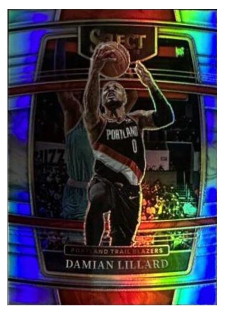 2021-22 Panini Select Base Set Damian Lillard Silver Prizm #3 card