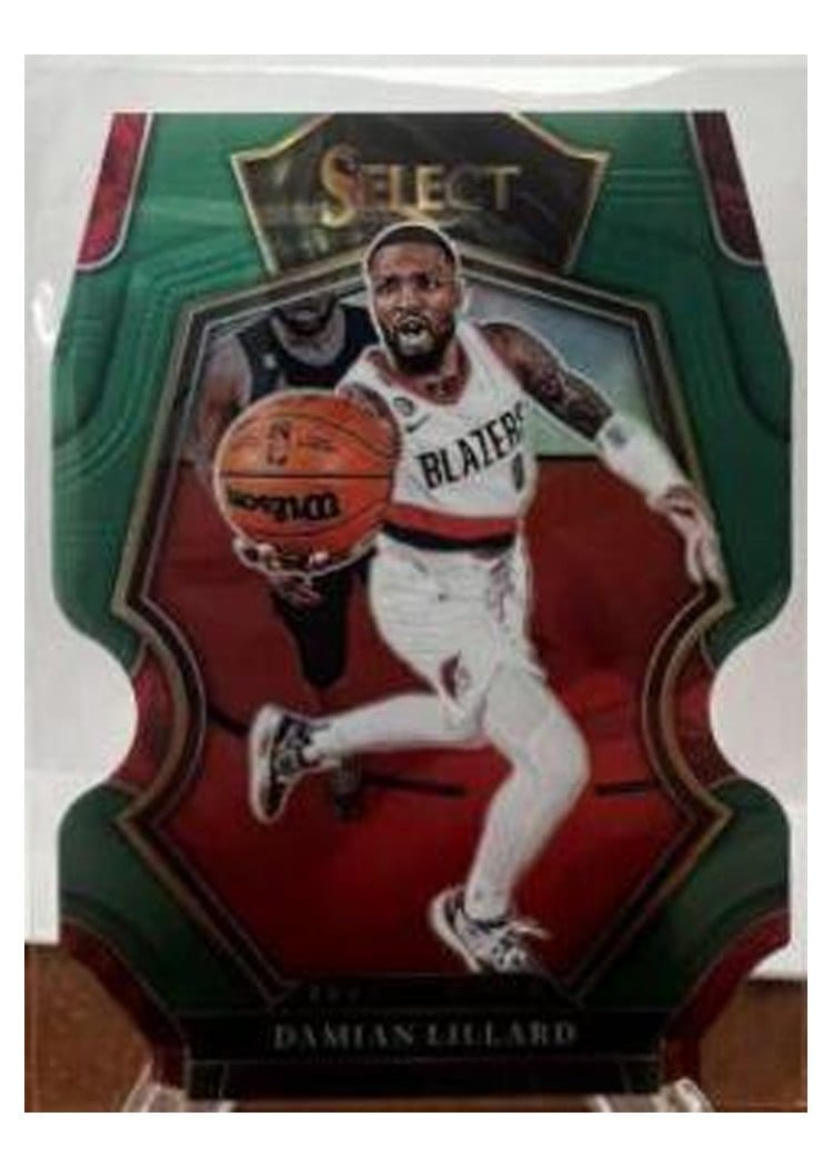 2022-23 Panini Select Base Set Damian Lillard Green Die Cut Prizm #107 card