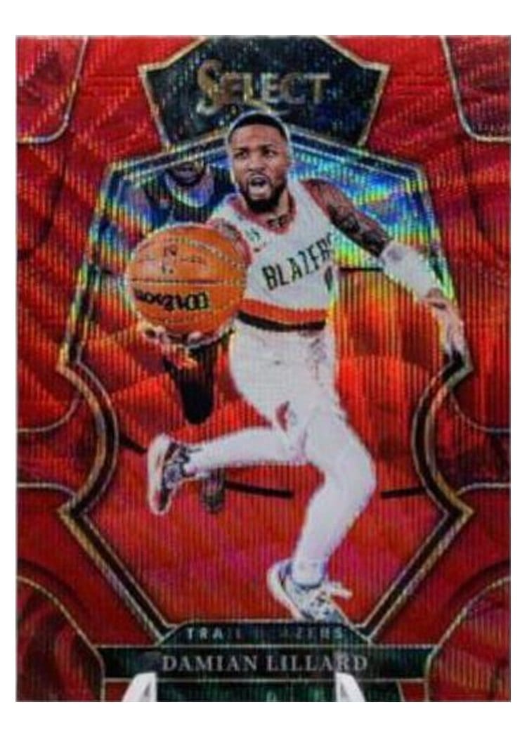 2022-23 Panini Select Base Set Damian Lillard Red Wave Prizm #107 card