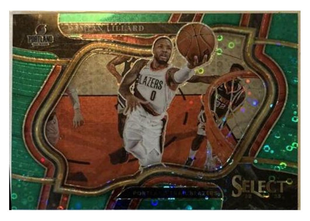 2022-23 Panini Select Base Set Damian Lillard Green Prizm #207 card
