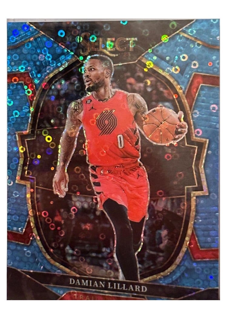 2022-23 Panini Select Base Set Damian Lillard Light Blue Disco Prizm #7 card