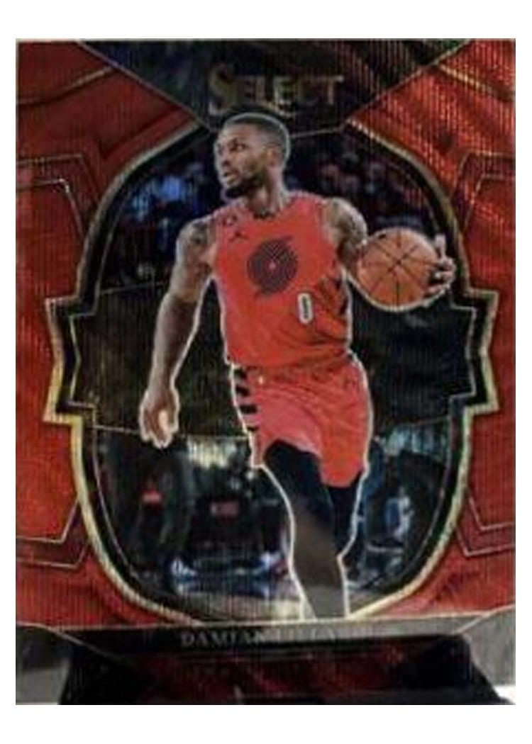 2022-23 Panini Select Base Set Damian Lillard Red Wave Prizm #7 card
