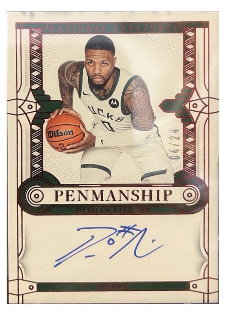 2023-24 Panini National Treasures Penmanship Damian Lillard #21 card