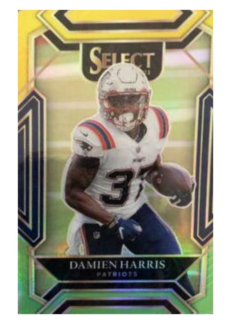2021 Panini Select Base Set Damien Harris Green and Yellow Die Cut #224 card