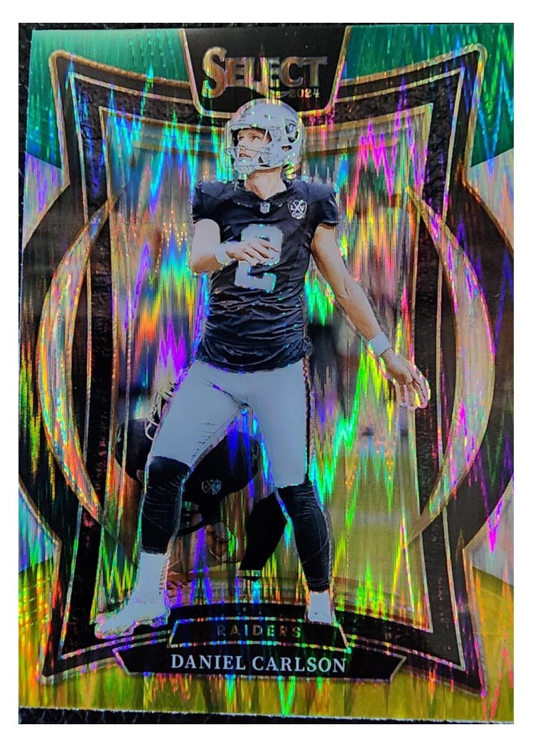 2024 Panini Select Base Set Daniel Carlson Green Yellow Prizm Shock #43 card