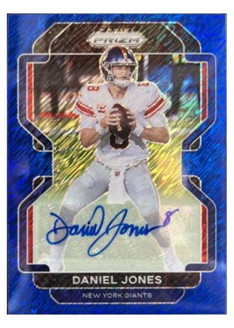 2021 Panini Prizm Base Set Daniel Jones Autographs Blue Shimmer #231 card