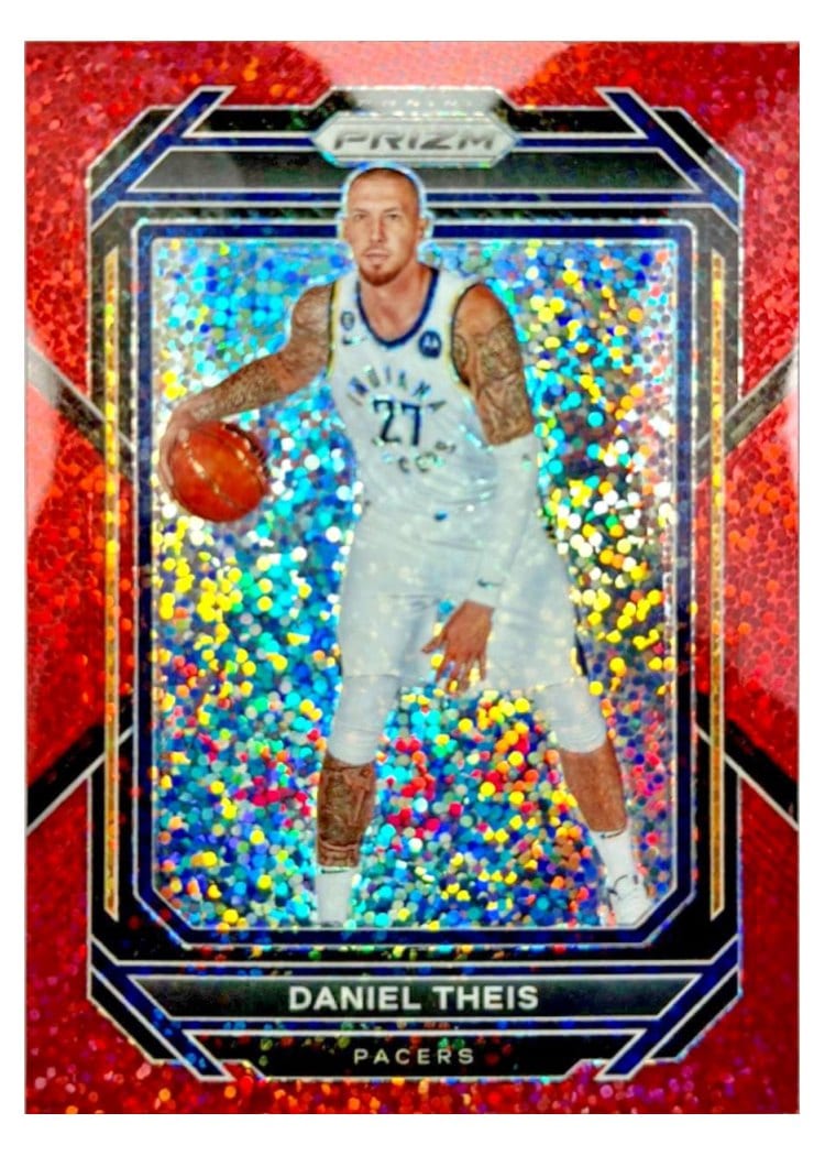 2022-23 Panini Prizm Base Set Daniel Theis Red Sparkle Prizm #106 card