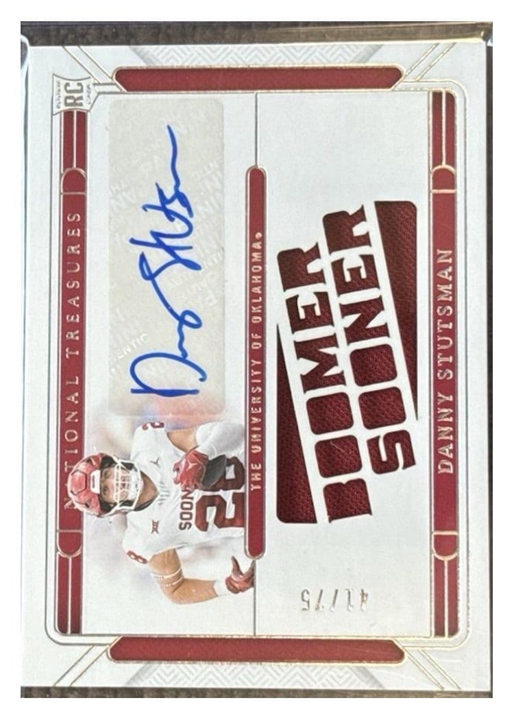 2025 Panini National Treasures Collegiate Team Slogan Signatures Die Cuts Danny Stutsman #20 card