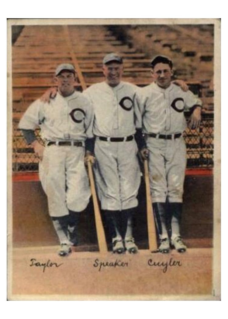 1936 R312 Danny Taylor, Kiki Cuyler, Tris Speaker card