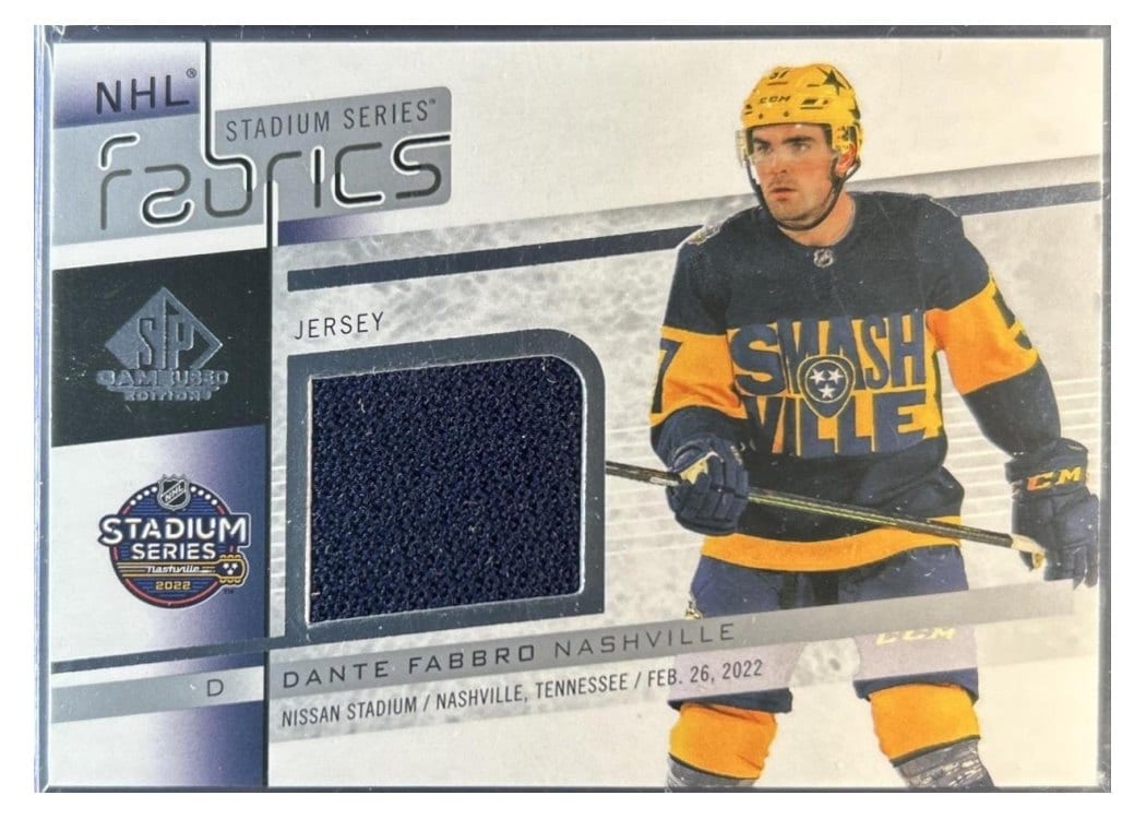 2022-23 SP Game Used 2022 NHL Stadium Series Jersey Relics Dante Fabbro #STS-14 card