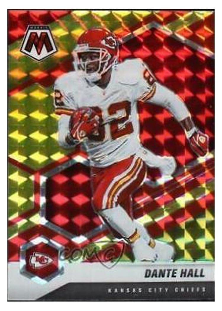 2021 Panini Mosaic Base Set Dante Hall Choice Fusion Red & Yellow #2 card