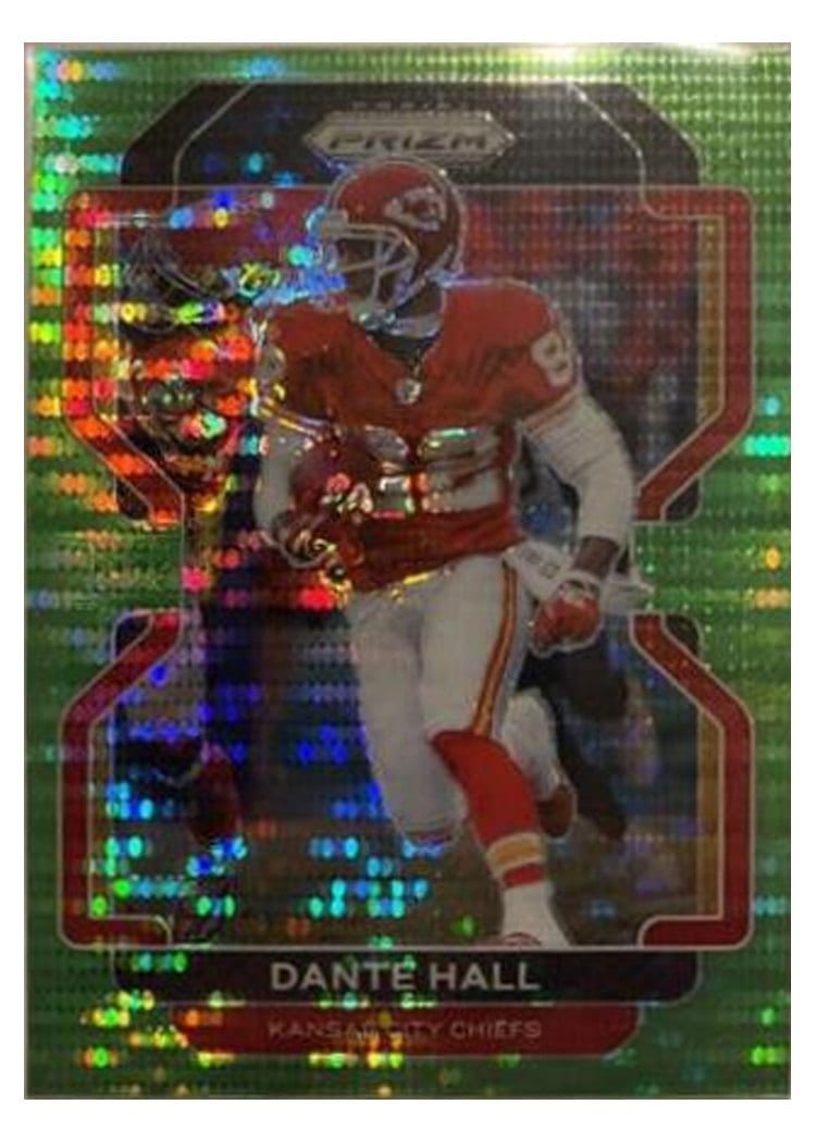 2021 Panini Prizm Base Set Dante Hall Neon Green Pulsar Prizm #197 card