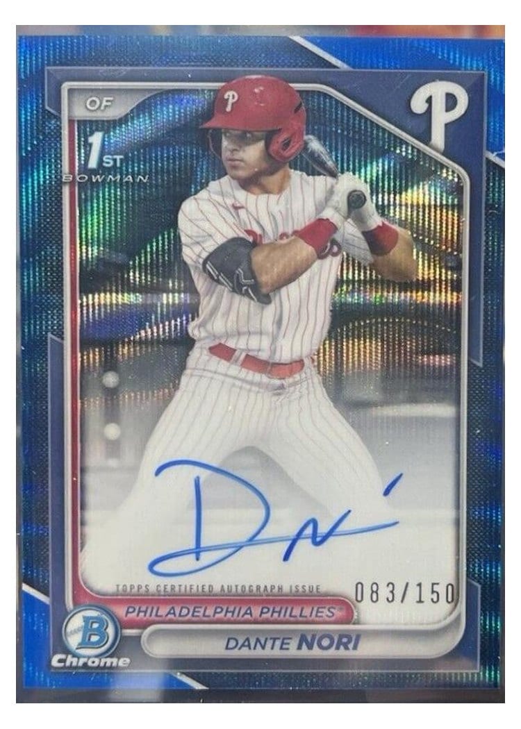 2024 Bowman Draft Chrome Prospect Autographs Dante Nori #CPA-DN card