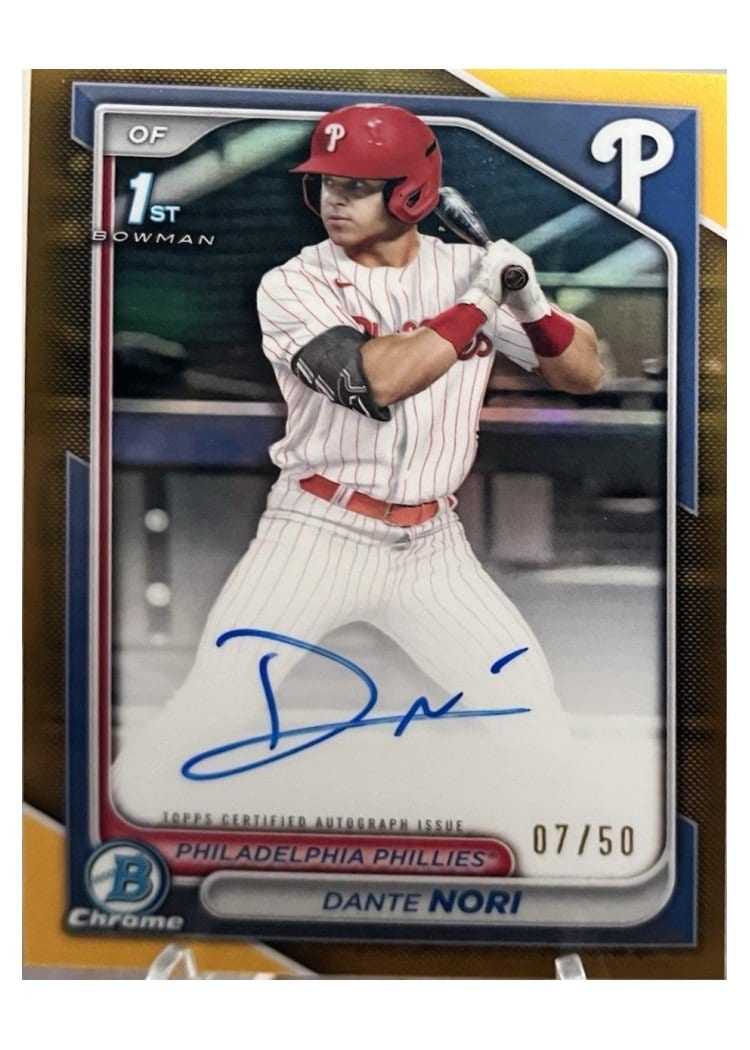 2024 Bowman Draft Chrome Prospect Autographs Dante Nori #CPA-DN card