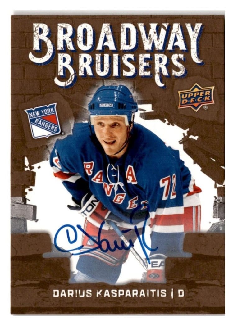 2025-26 Upper Deck New York Rangers Centennial Broadway Bruisers Auto Darius Kasparaitis #BB-10 card