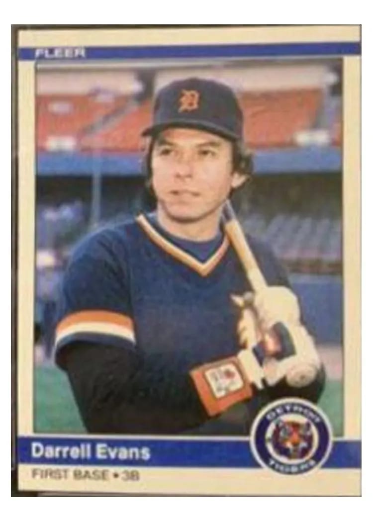 1984 Fleer Update Darrell Evans #U-36 card