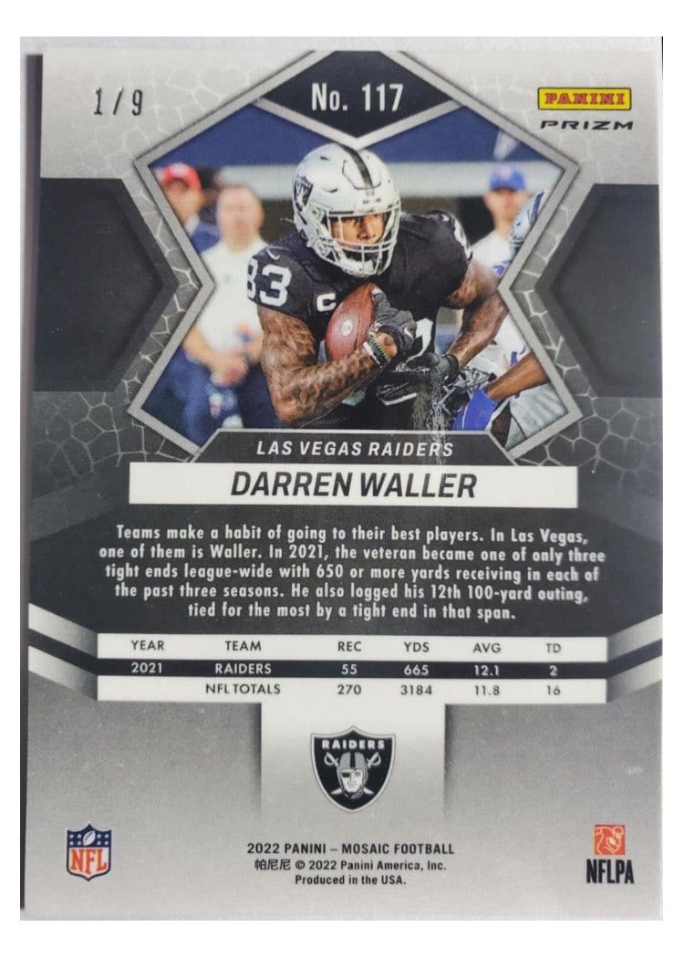2022 Panini Mosaic Base Set Darren Waller #117 card