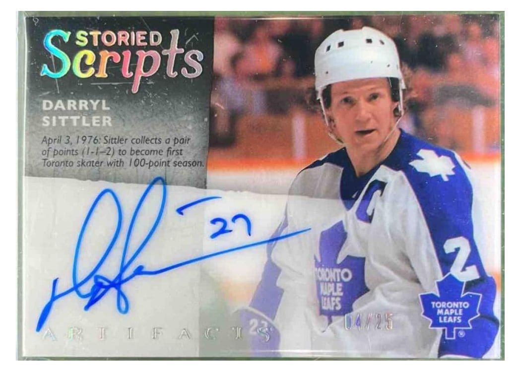 2024-25 Upper Deck Artifacts Storied Scripts Darryl Sittler #SS-DS card