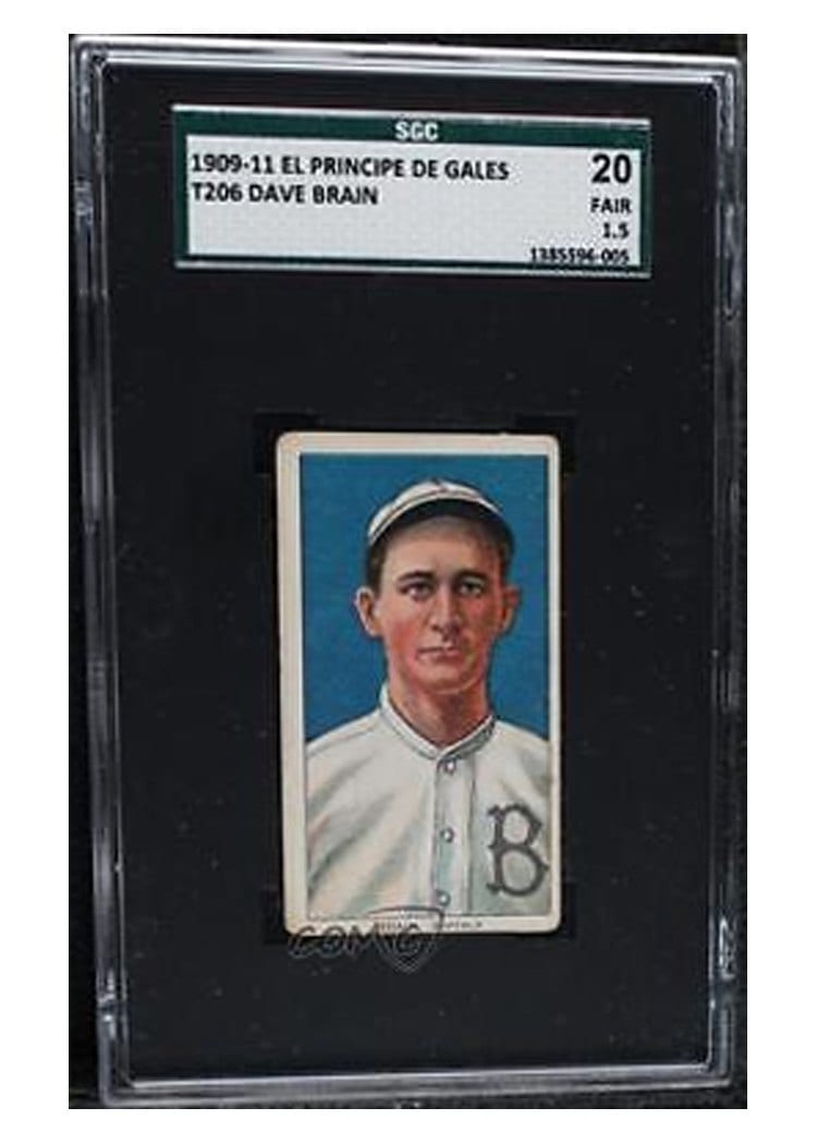 1909 T206 El Principe De Gales Dave Brain card