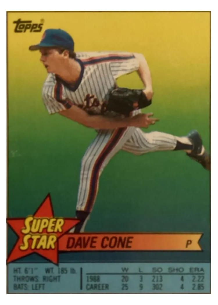 1989 Topps Stickercards Blank Back Dave Cone #58 card