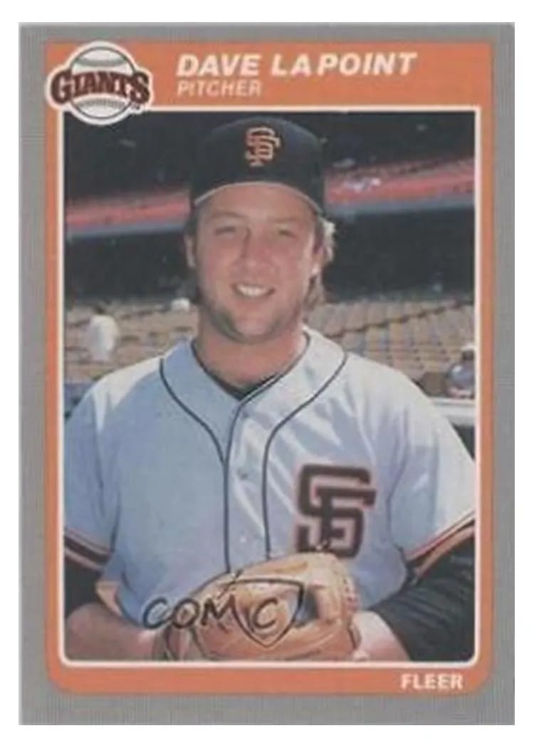 1985 Fleer Update Dave LaPoint #U-68 card