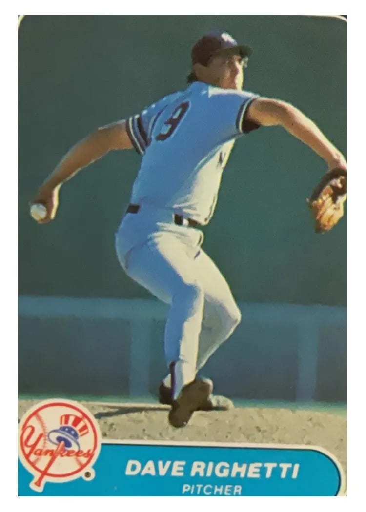 1986 Fleer Mini Dave Righetti #25 card