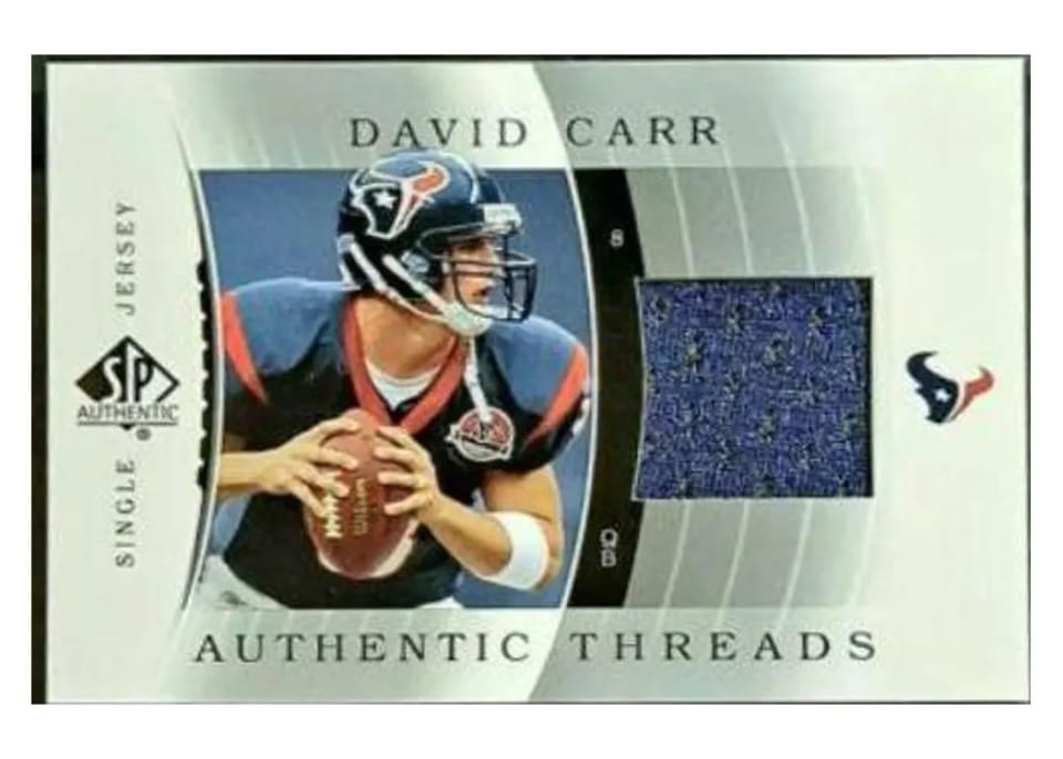 2003 SP Authentic Threads David Carr #JC-DC card
