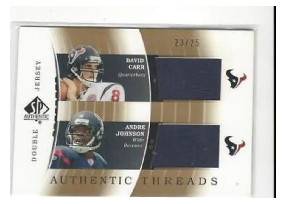 David Carr, Andre Johnson, 2003 SP Authentic Threads Double