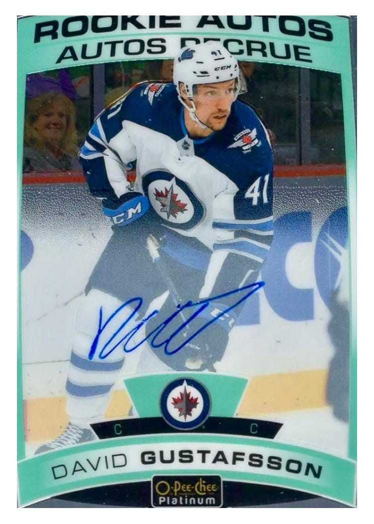 2019-20 O-Pee-Chee Platinum Rookie Autos David Gustafsson #R-DG card