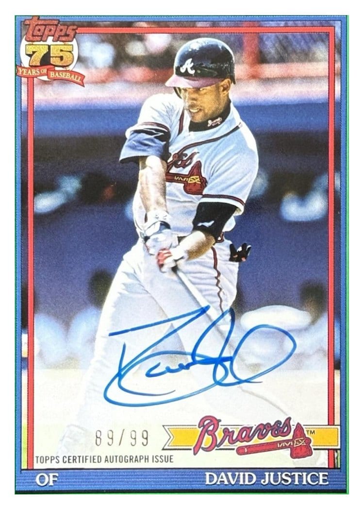 2026 Topps 1991 Topps Autographs David Justice #91A-JUS card