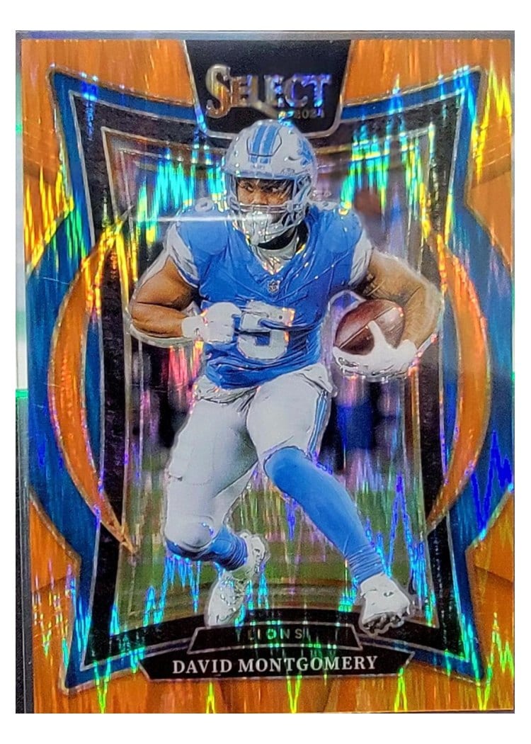 2024 Panini Select Base Set David Montgomery Orange Prizm Shock #45 card