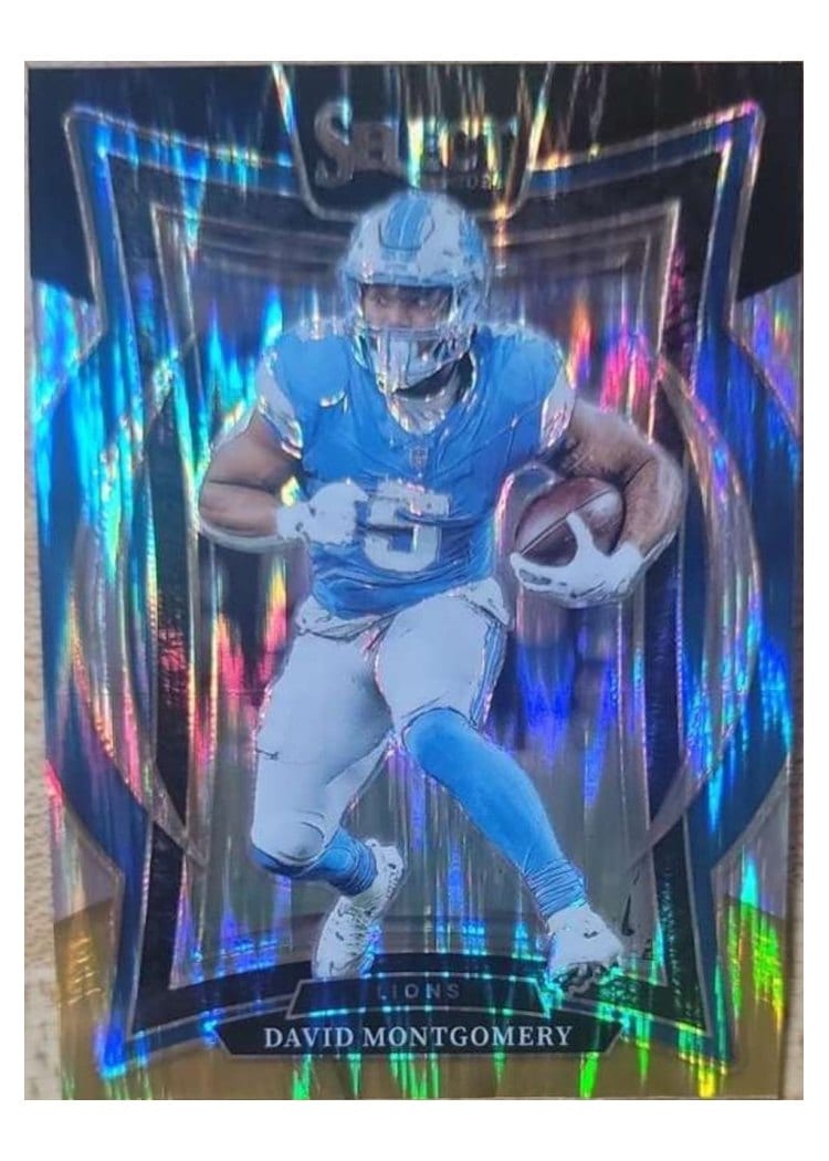 2024 Panini Select Base Set David Montgomery Black Gold Prizm Shock #45 card