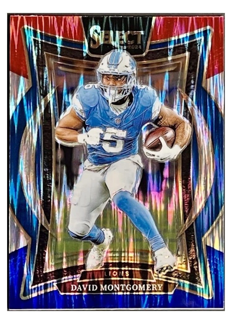 2024 Panini Select Base Set David Montgomery Red Blue Prizm Shock #45 card