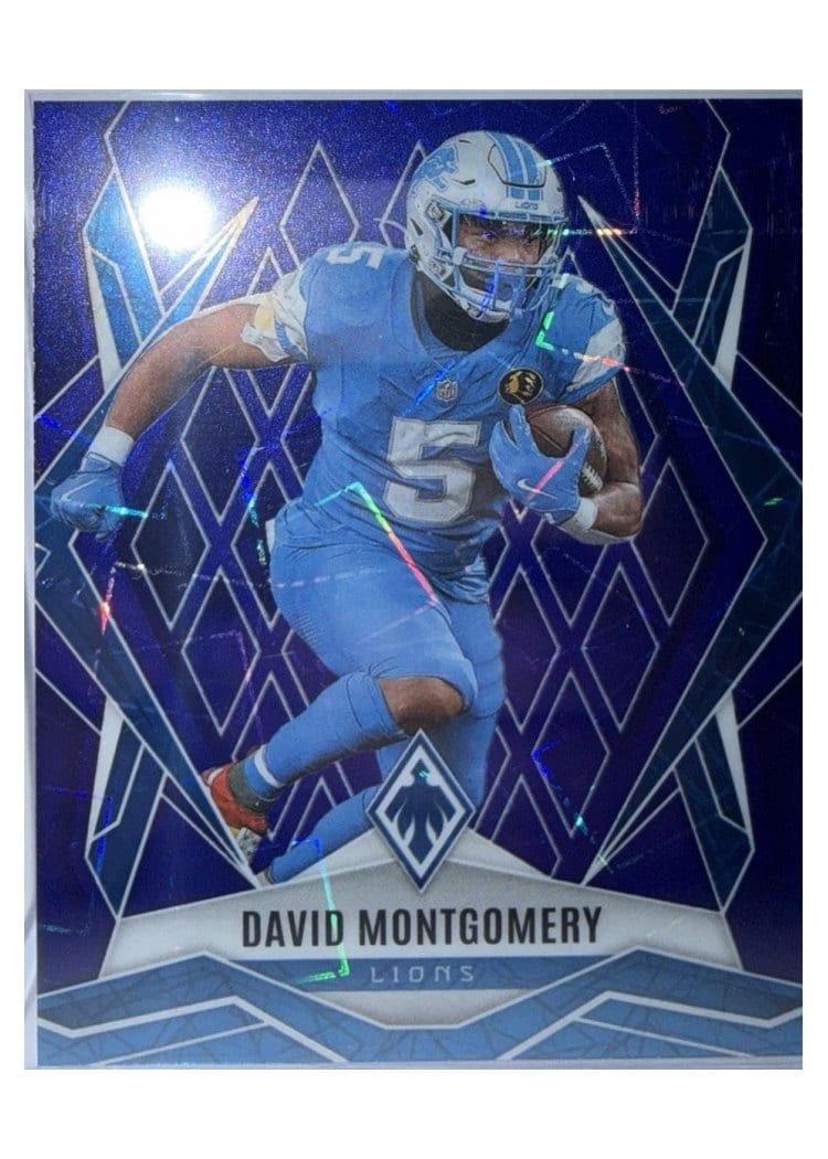 2025 Panini Phoenix Base Set David Montgomery Blue Lazer #108 card