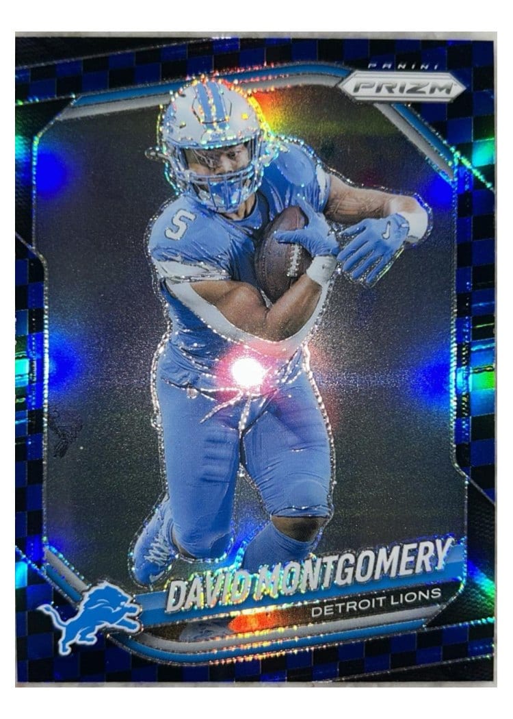 2025 Panini Prizm Base Set David Montgomery Black Blue Checker #164 card