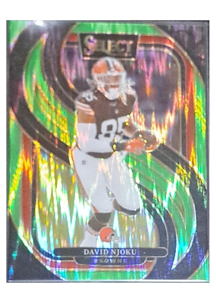 2024 Panini Select Base Set David Njoku Neon Green Prizm Shock #145 card