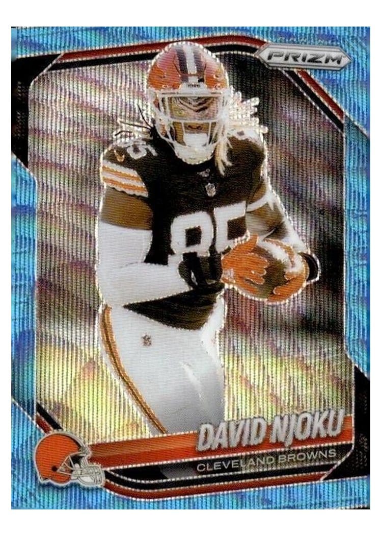 2025 Panini Prizm Base Set David Njoku Blue Wave #155 card
