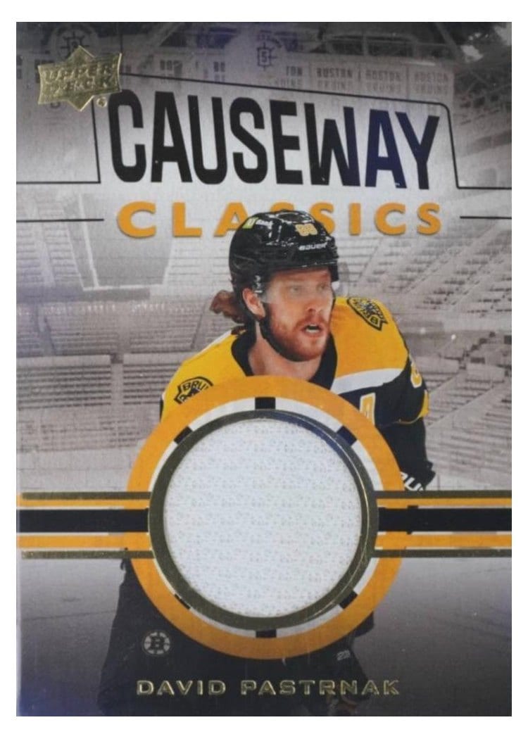 David Pastrnak 2023-24 Upper Deck Boston Bruins Centennial Causeway Classics Relics card