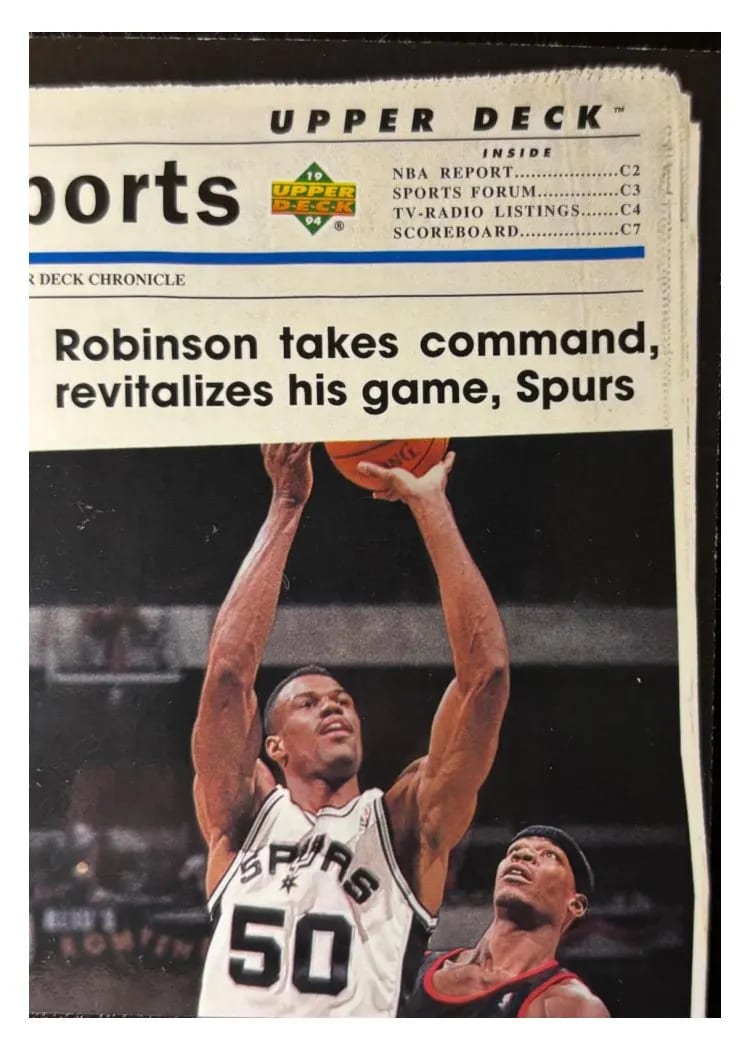 1993 Upper Deck SE David Robinson #222 card
