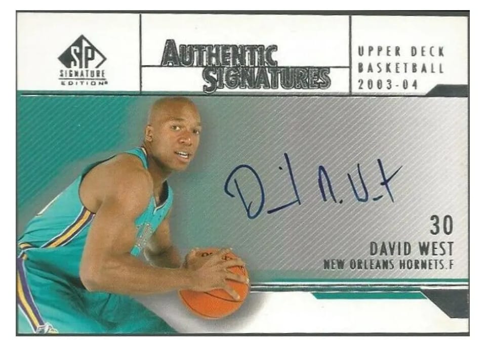 2003 SP Signature Authentic Signature David West #AS-WE card