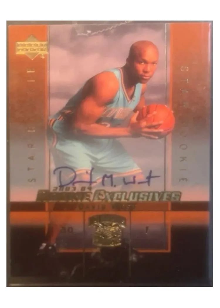 2003 Upper Deck Rookie Exclusives Autograph David West #A14 card