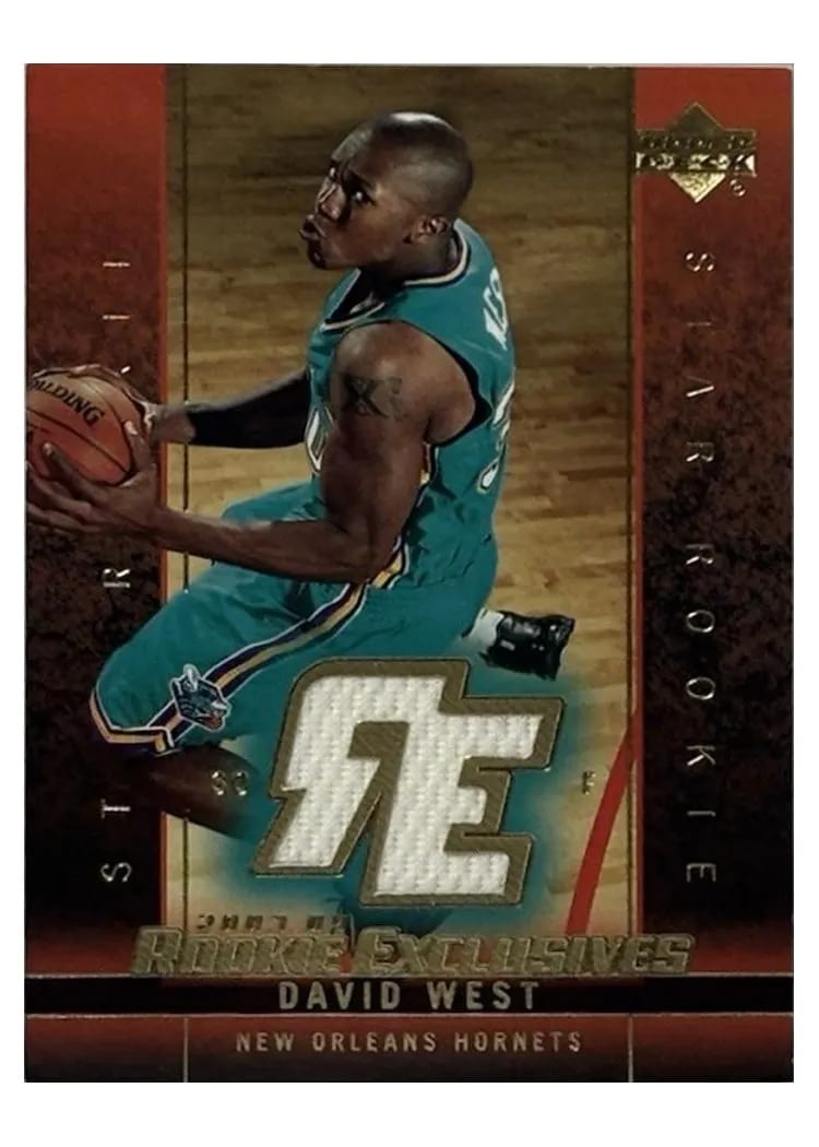 2003 Upper Deck Rookie Exclusives Jersey David West #J14 card