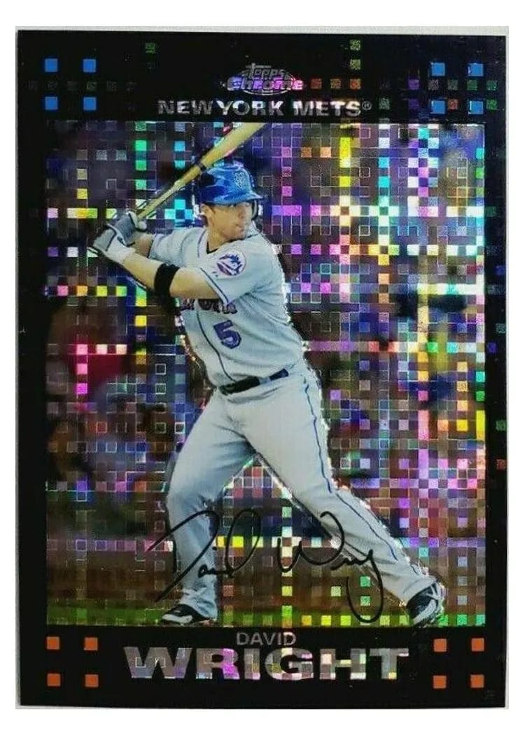 2007 Topps Chrome David Wright Blue Refractor #107 card