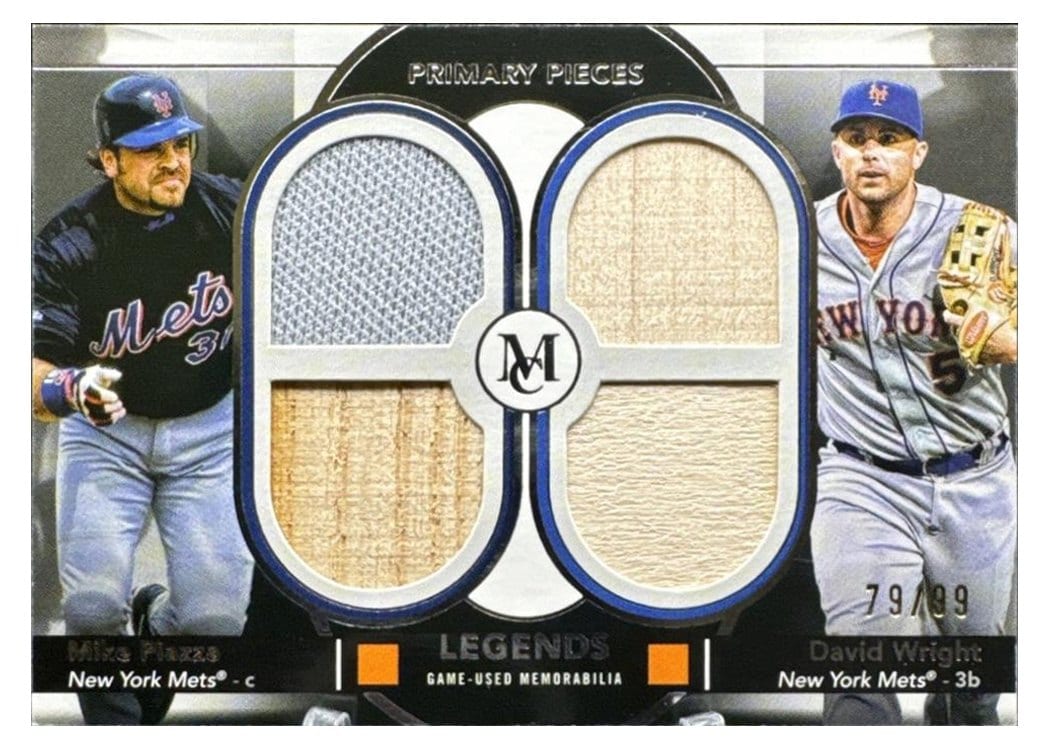 2024 Topps Museum Collection Dual Player Primary Pieces Quad Relics Legends David Wright / Mike Piazza #DPQL-PWR card