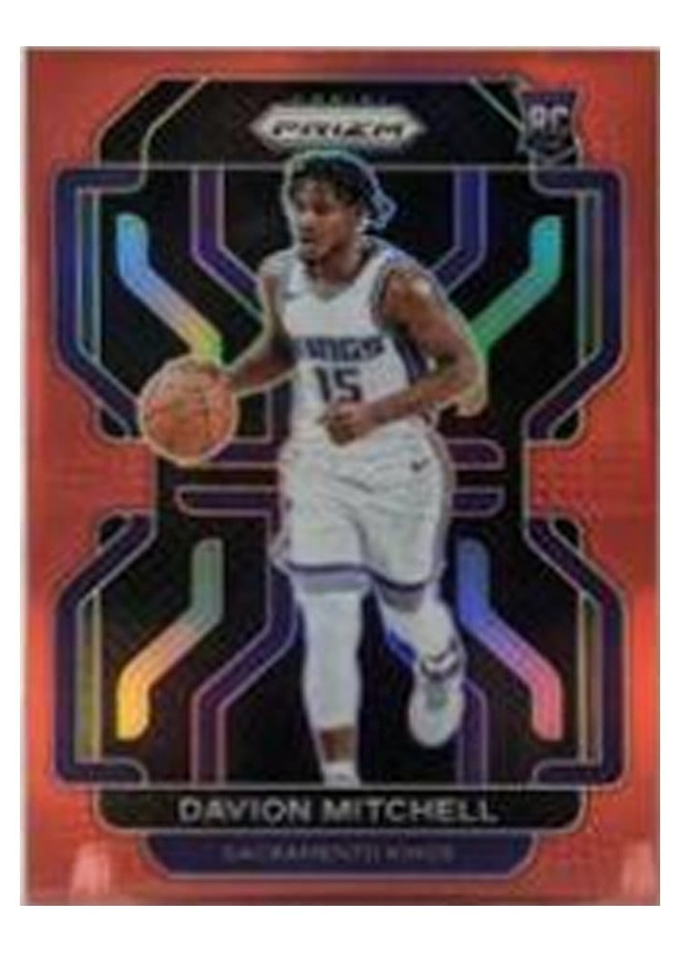 2021-22 Panini Prizm Base Set Davion Mitchell Red Gold Wave #312 card