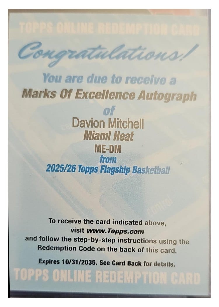 2025-26 Topps Marks of Excellence Davion Mitchell #ME-DM card