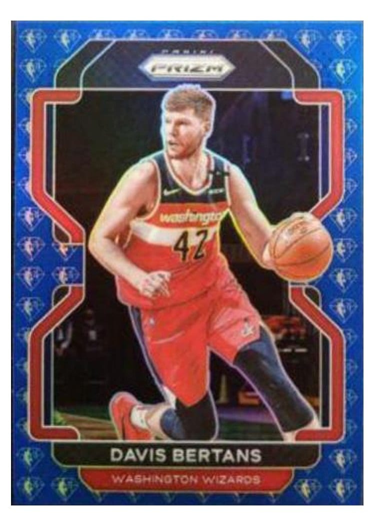 2021-22 Panini Prizm Base Set Davis Bertans 75th Anniversary Blue Prizm #23 card