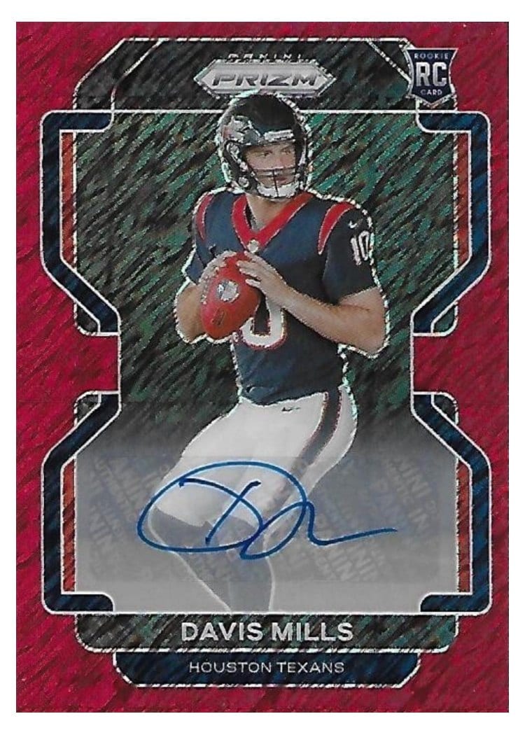 2021 Panini Prizm Base Set Davis Mills Autograph Red Shimmer #352 card